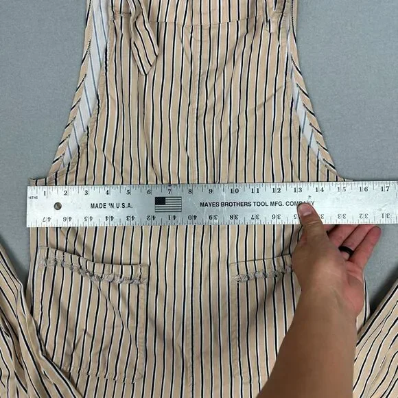 Billabong Womens Small Run Wild Overalls Jumpsuit Striped Tan Adjustable Straps - Picture 3 of 8